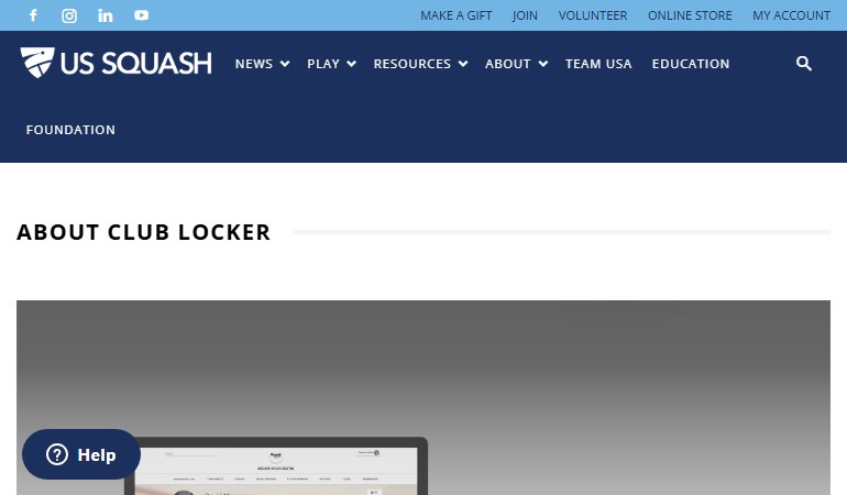 Club Locker overview page on the US Squash website