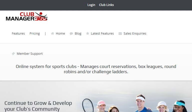ClubManager 365 homepage