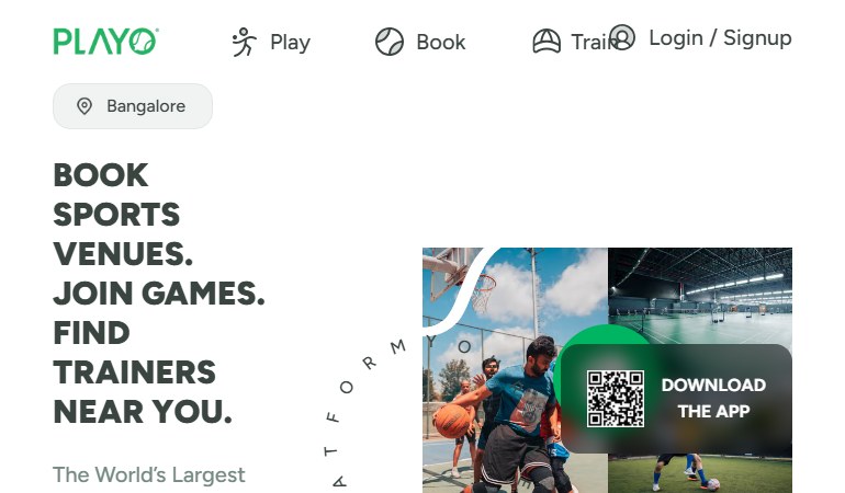 Playo homepage