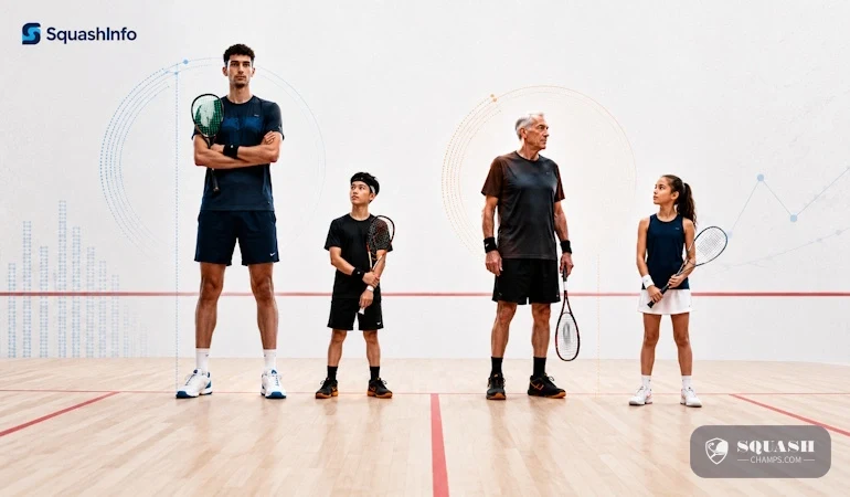 The Tallest, Shortest, Oldest and Youngest Squash Players