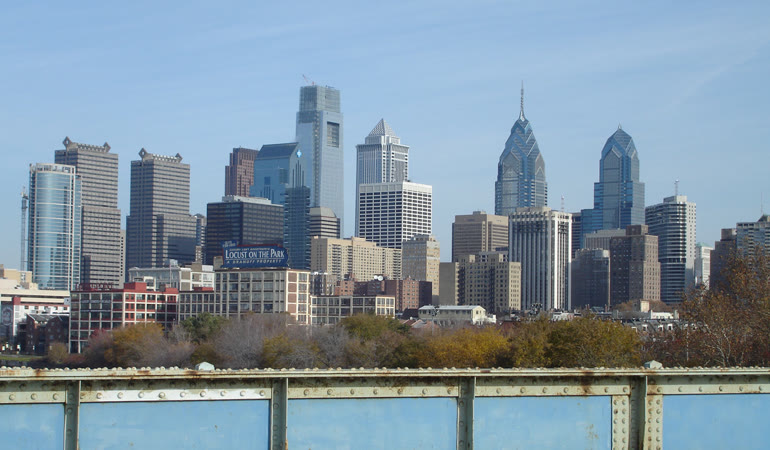 Philadelphia skyline, home of the U.S. Open squash championships