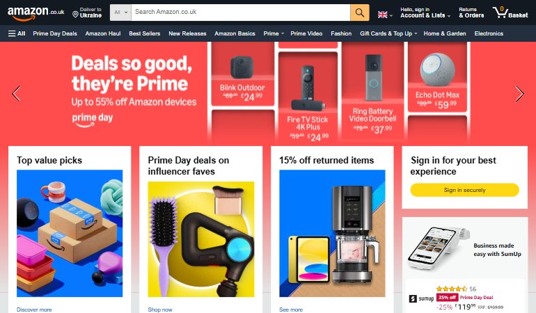 Amazon UK homepage