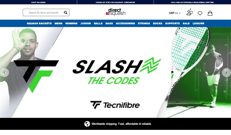 Direct Squash homepage