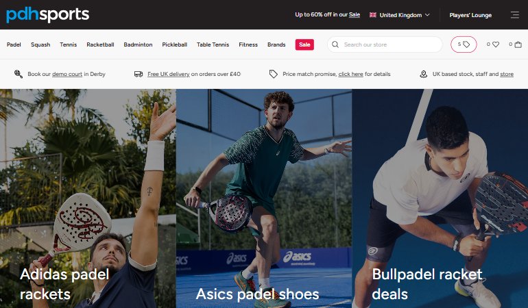 PDH Sports homepage